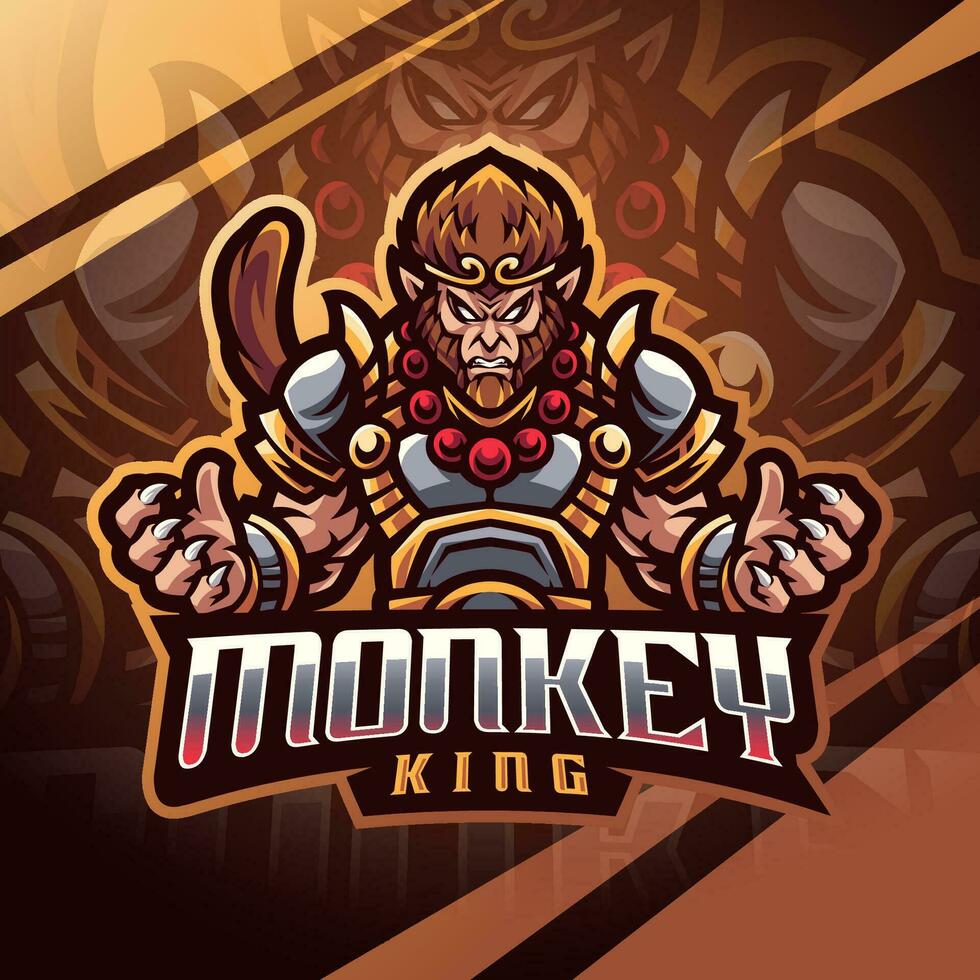 Monkey king esport mascot logo design vector
