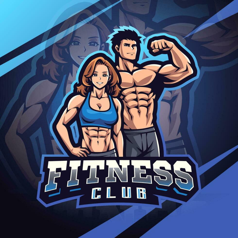 Fitness club esport mascot logo design vector