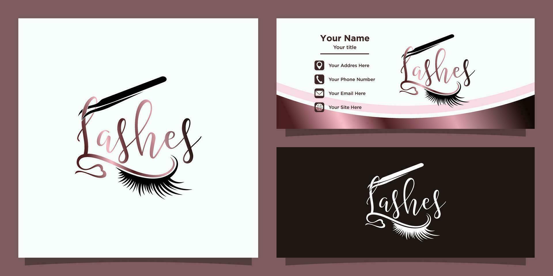 eye lashes logo design with elegant concept and id card vector