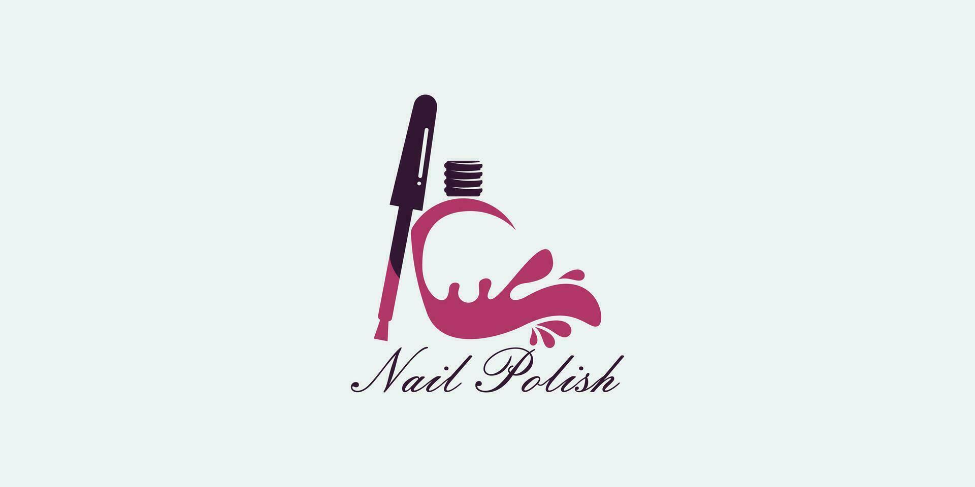 beauty nails polish logo design with modern concept vector