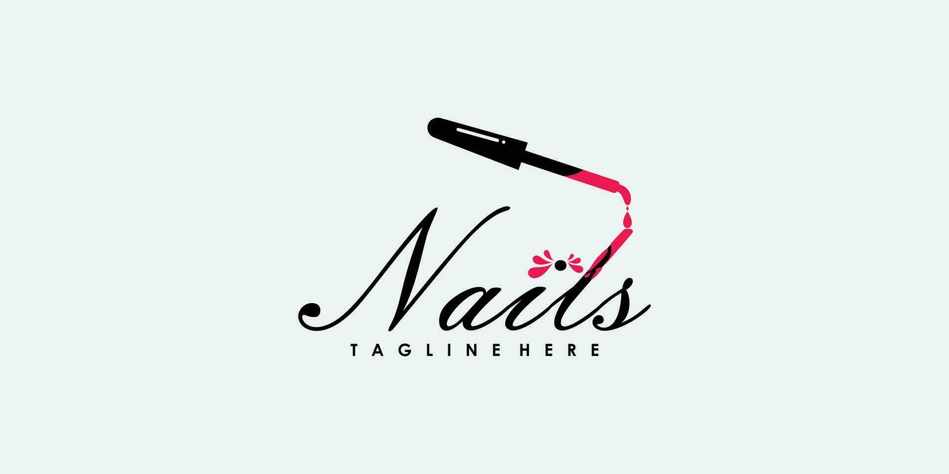 beauty nails polish logo design with modern concept vector