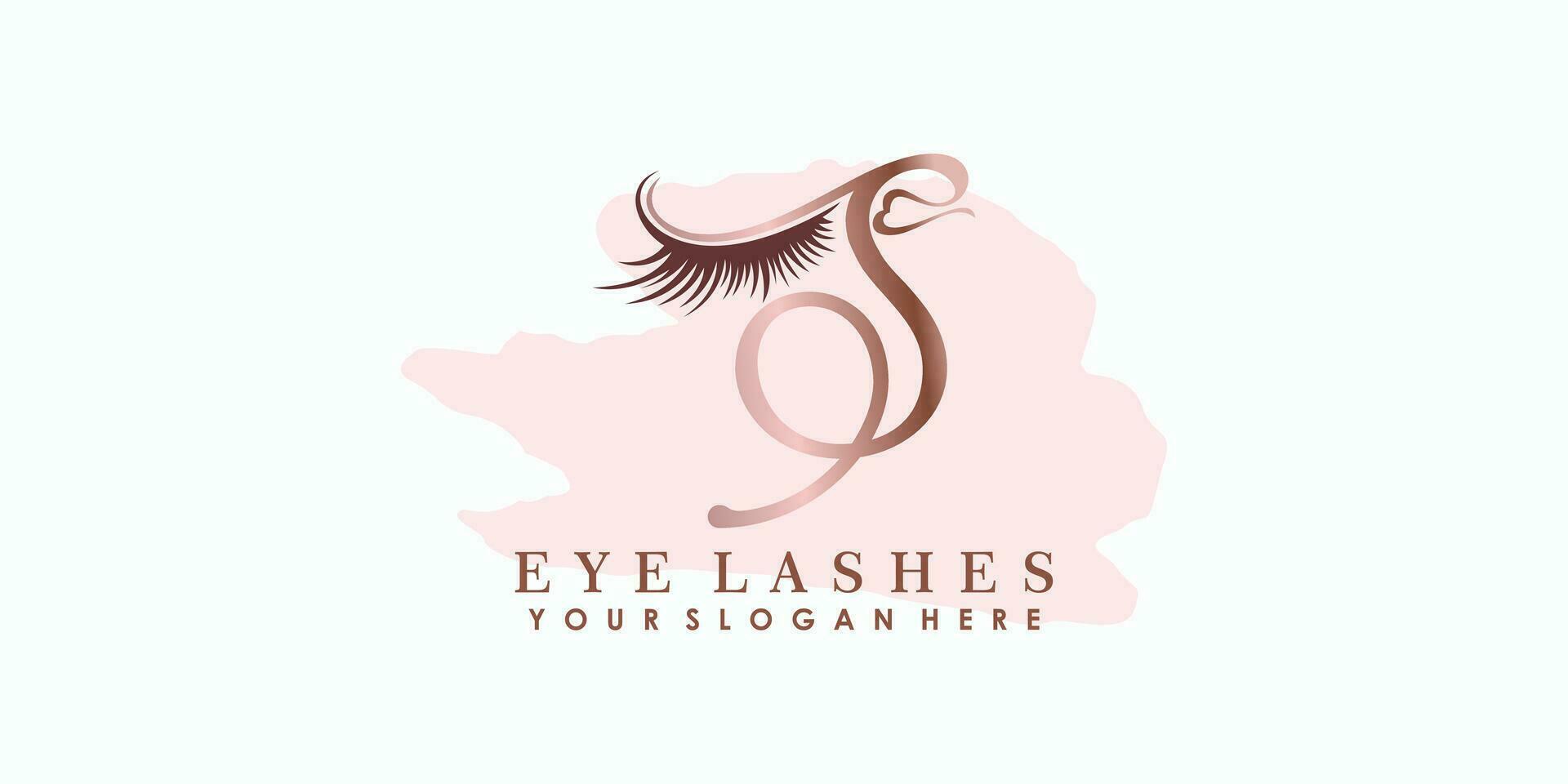 eye lash beauty logo design with letter concept vector