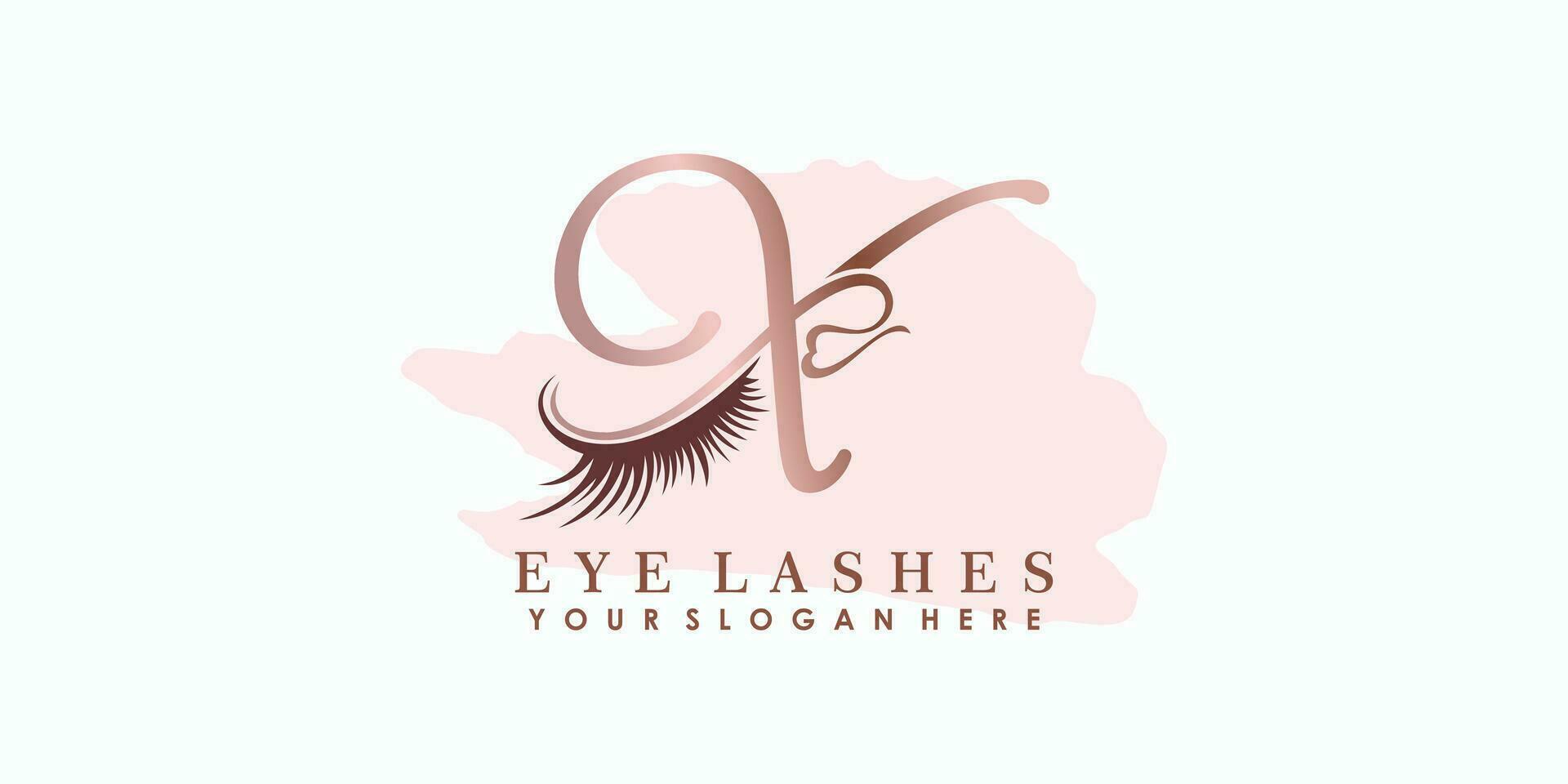eye lash beauty logo design with letter concept vector
