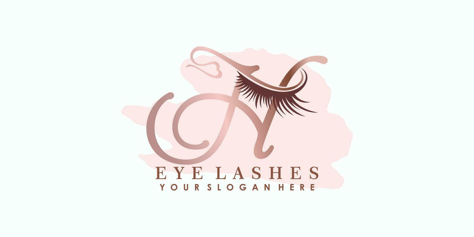 eye lash beauty logo design with letter concept vector