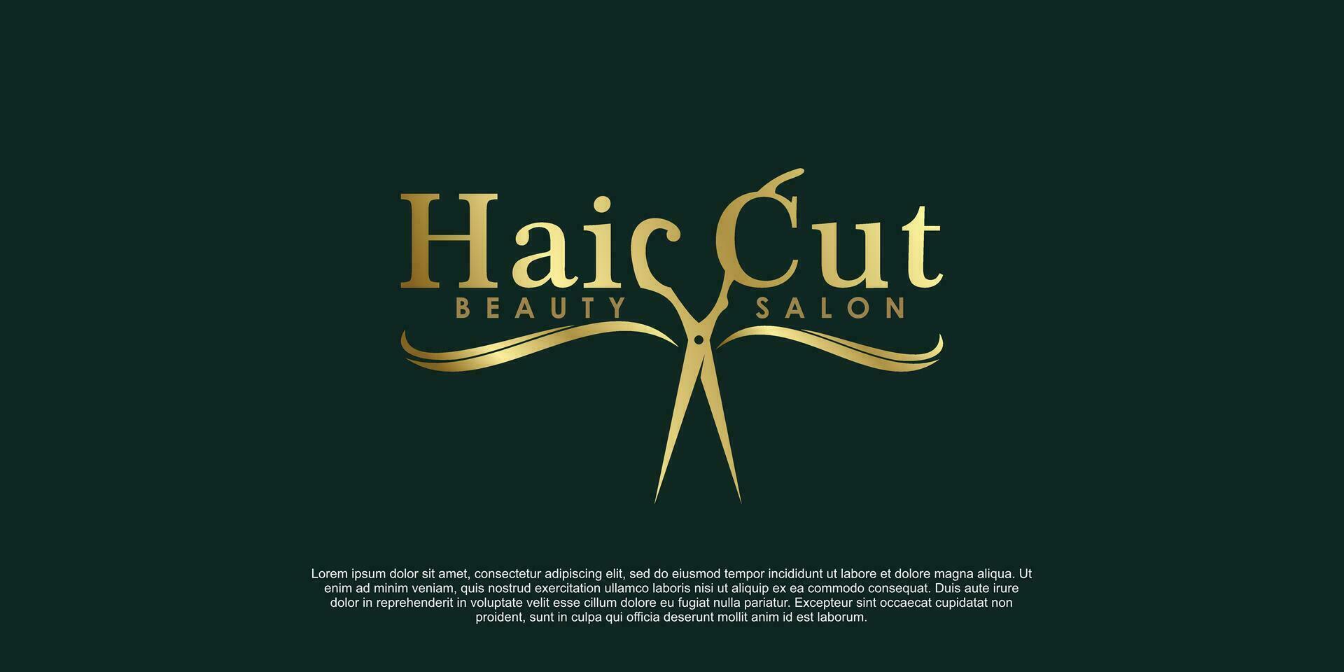 beauty salon hair cut logo design creative concept vector