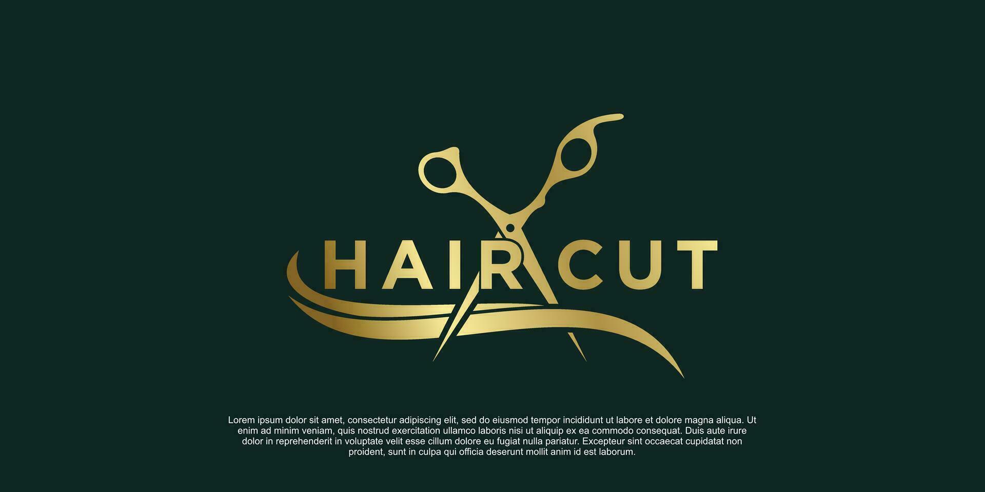 beauty salon hair cut logo design creative concept vector