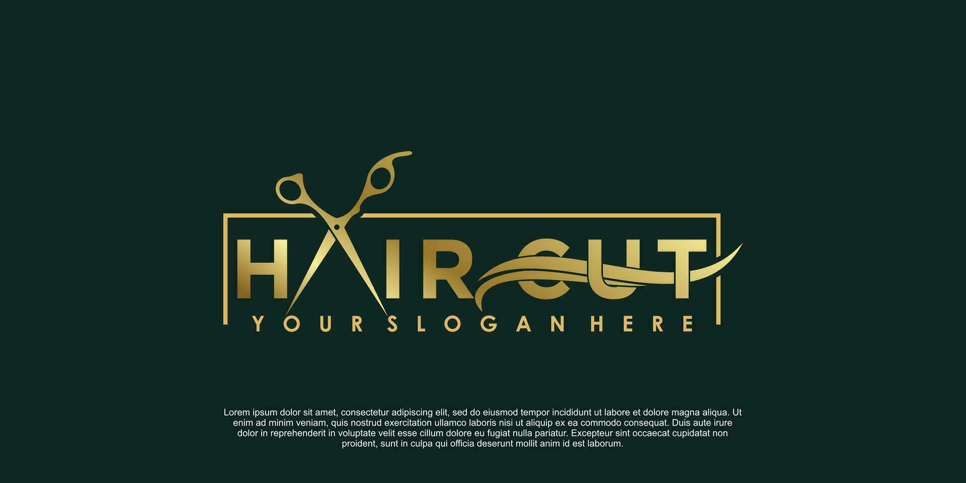 beauty salon hair cut logo design creative concept vector