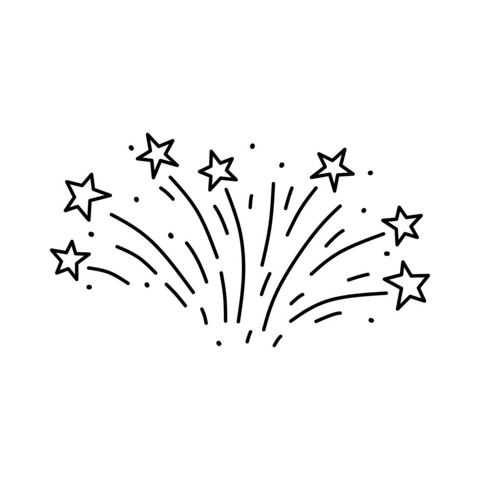 Firework isolated on white background. Vector hand-drawn illustration in doodle style. Perfect for cards, logo, decorations, various designs.