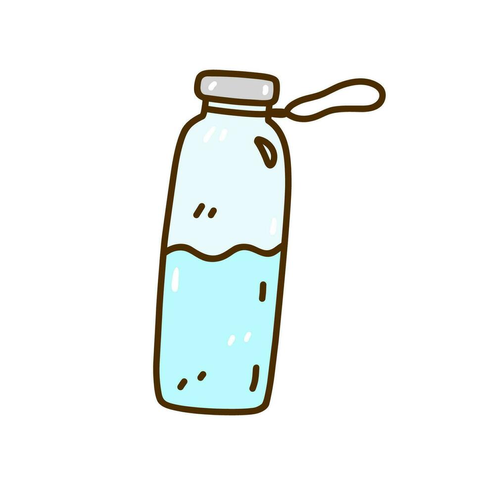 reutilizable vaso agua botella aislado en blanco antecedentes. vector dibujado a mano ilustración en garabatear estilo. Perfecto para tarjetas, decoraciones, logo. cero desperdiciar, ecología concepto.