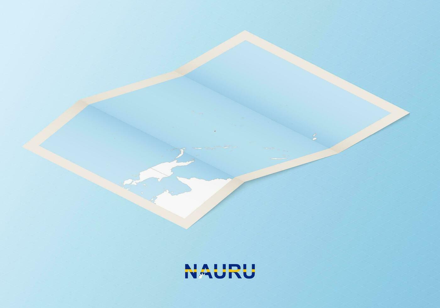 Folded paper map of Nauru with neighboring countries in isometric style. vector