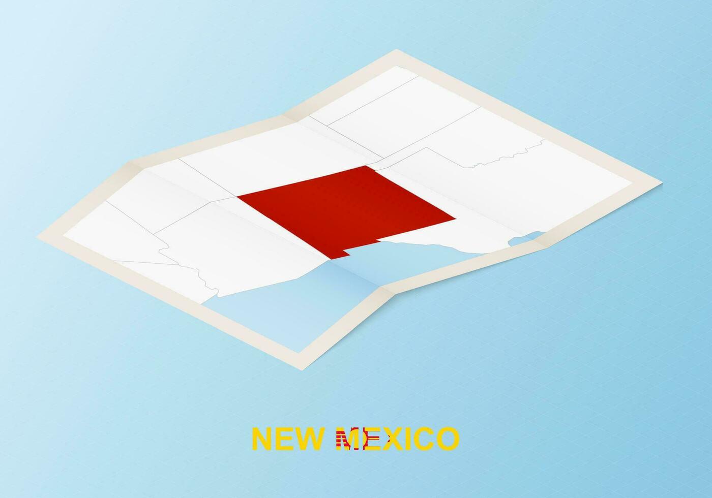 doblada papel mapa de nuevo mexico con vecino países en isométrica estilo. vector