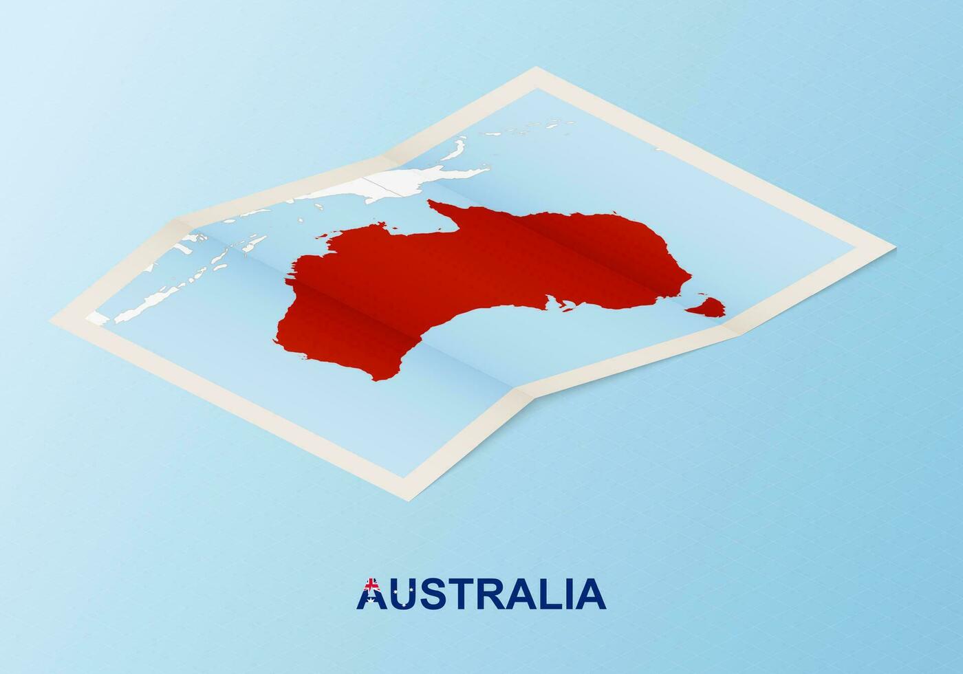 Folded paper map of Australia with neighboring countries in isometric style. vector