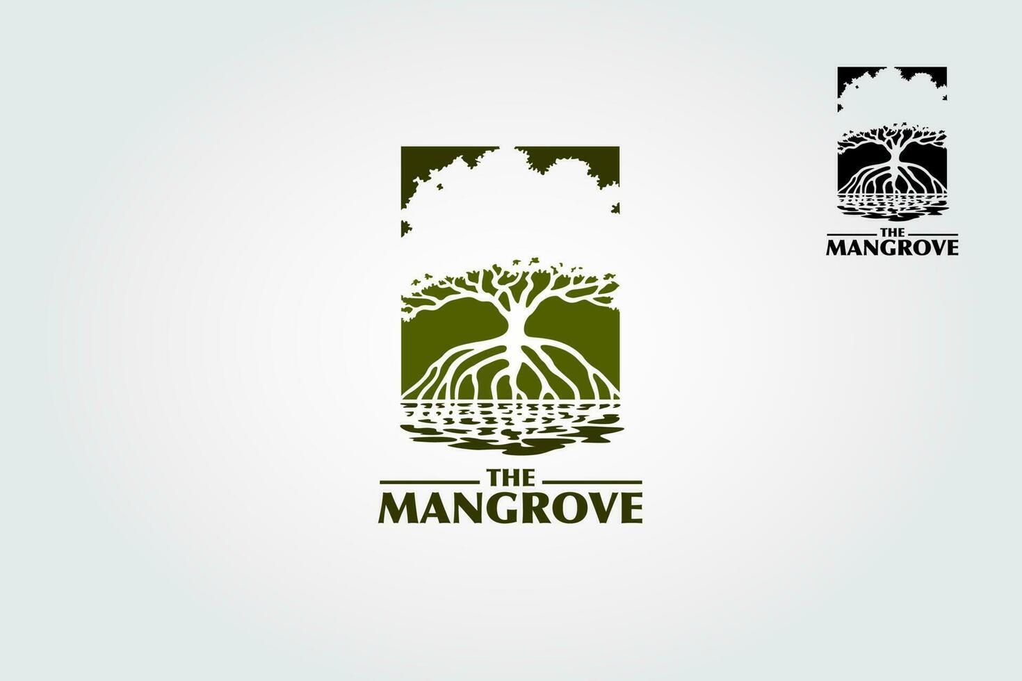 The Mangrove logo template. The main symbol of the logo is an mangroves tree, this logo symbolizes a protection, growth, strength and care or concern to beach, forest and universe. vector