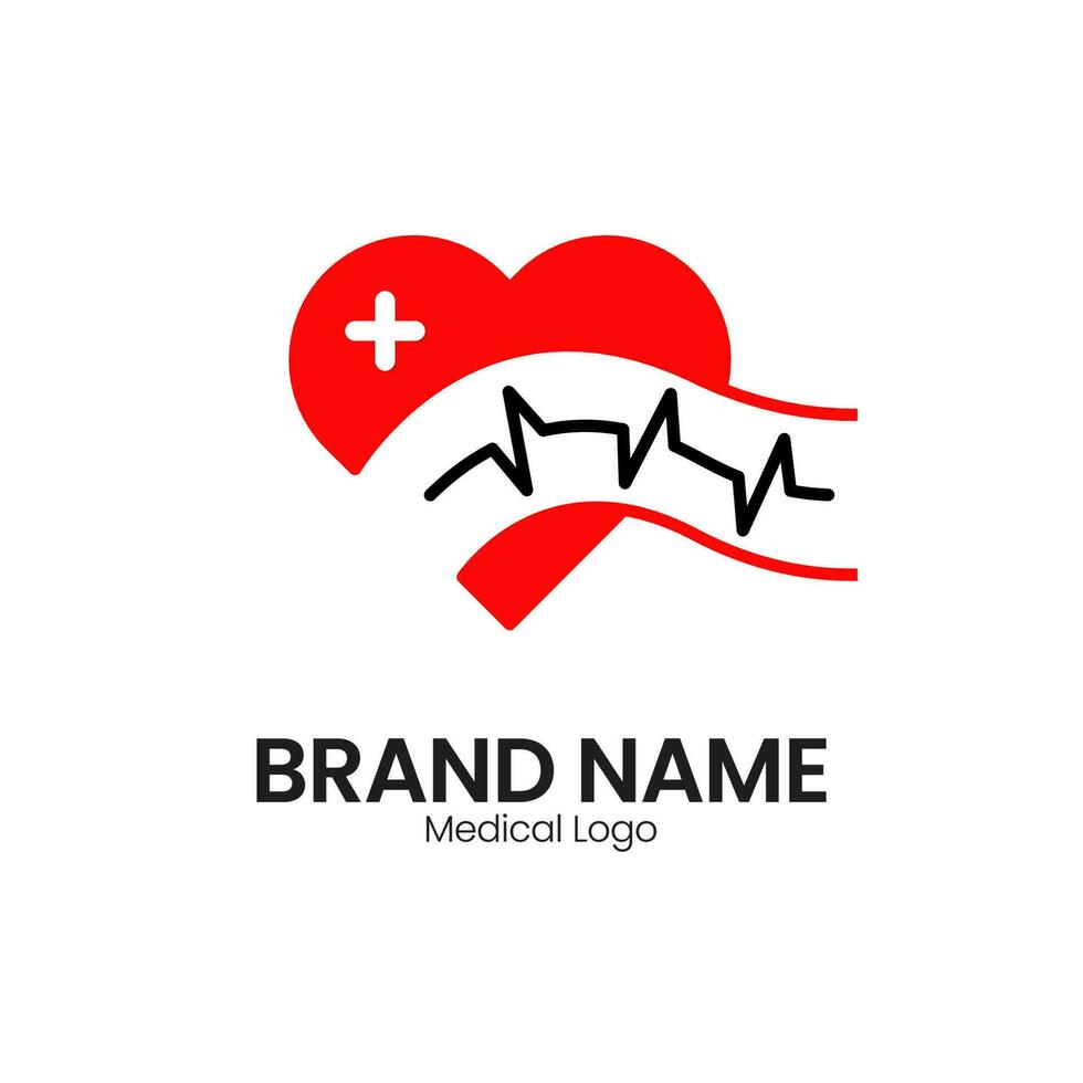 Heart logo with beat monitor pulse line art icon. Red Medic blood pressure , cardiogram, health EKG, ECG logo. logo for a cardio clinic. Heart pulse. cardiogram. vector