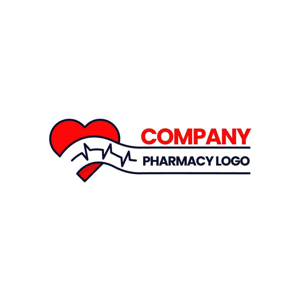 Heart logo with beat monitor pulse line art icon. Heart pulse. cardiogram. Red Medic blood pressure , cardiogram, health EKG, ECG logo. logo for a cardio clinic. vector