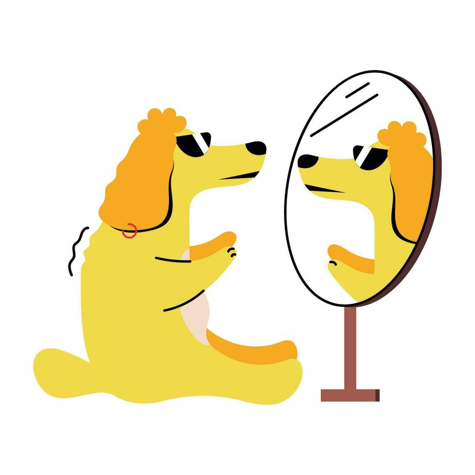 Trendy Dog Mirror vector