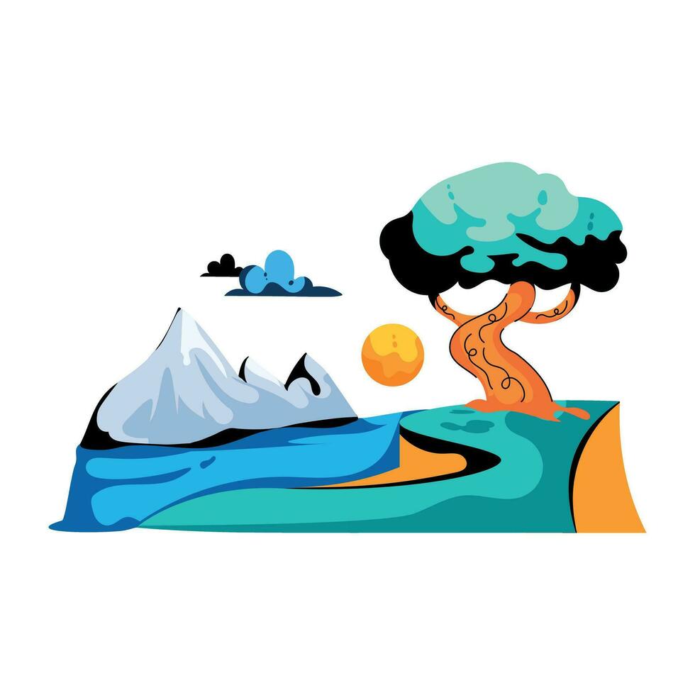 Trendy Sunset View vector
