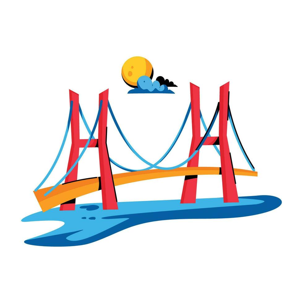 Trendy Suspension Bridge vector