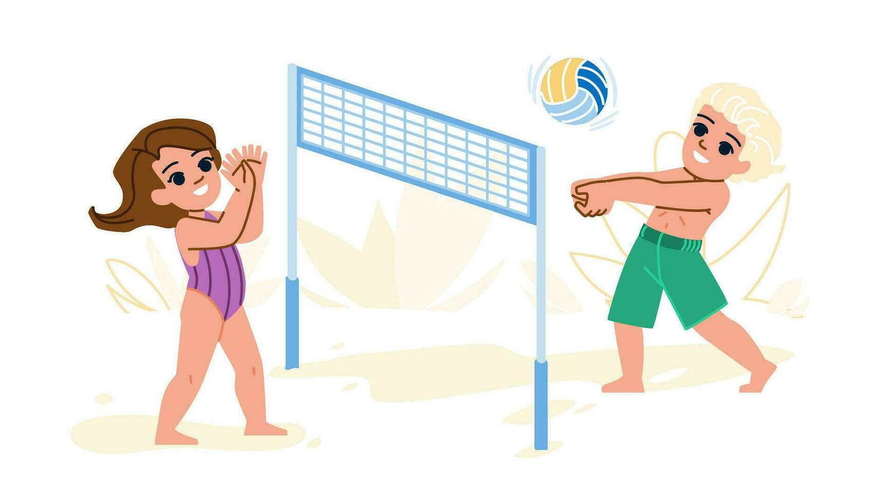 playa vóleibol niño vector