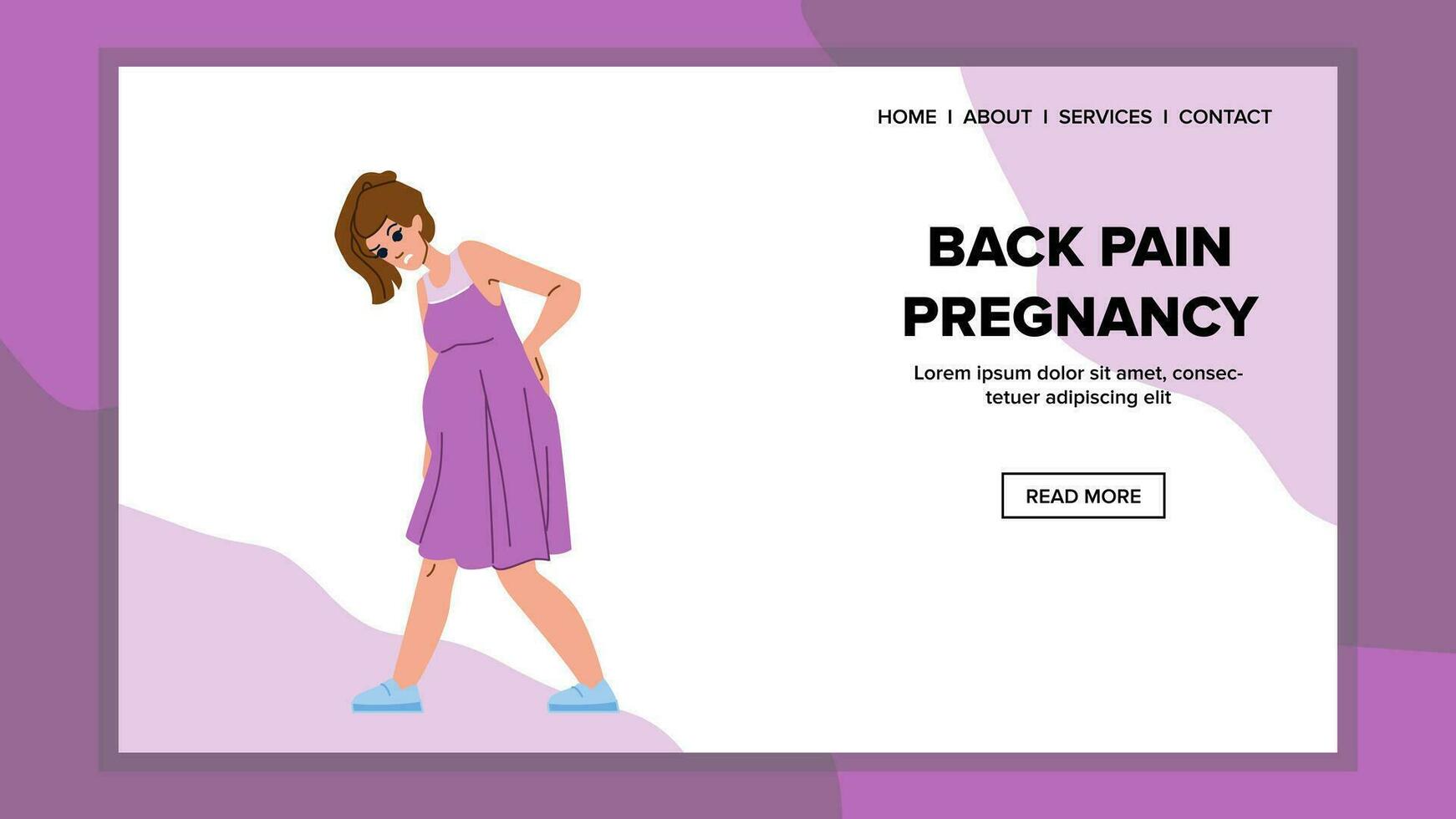 back pain pregnancy vector