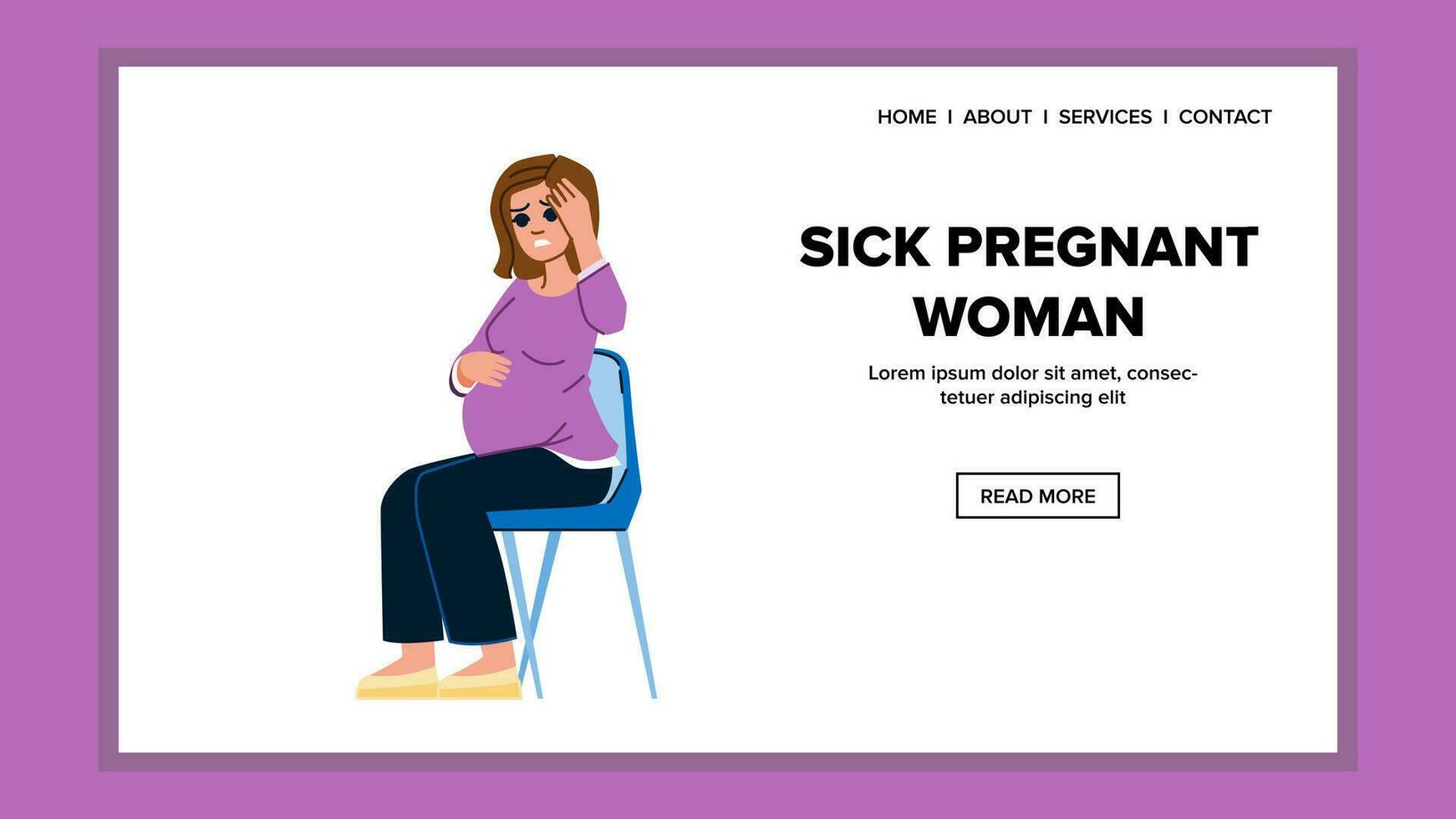 sick pregnant woman vector