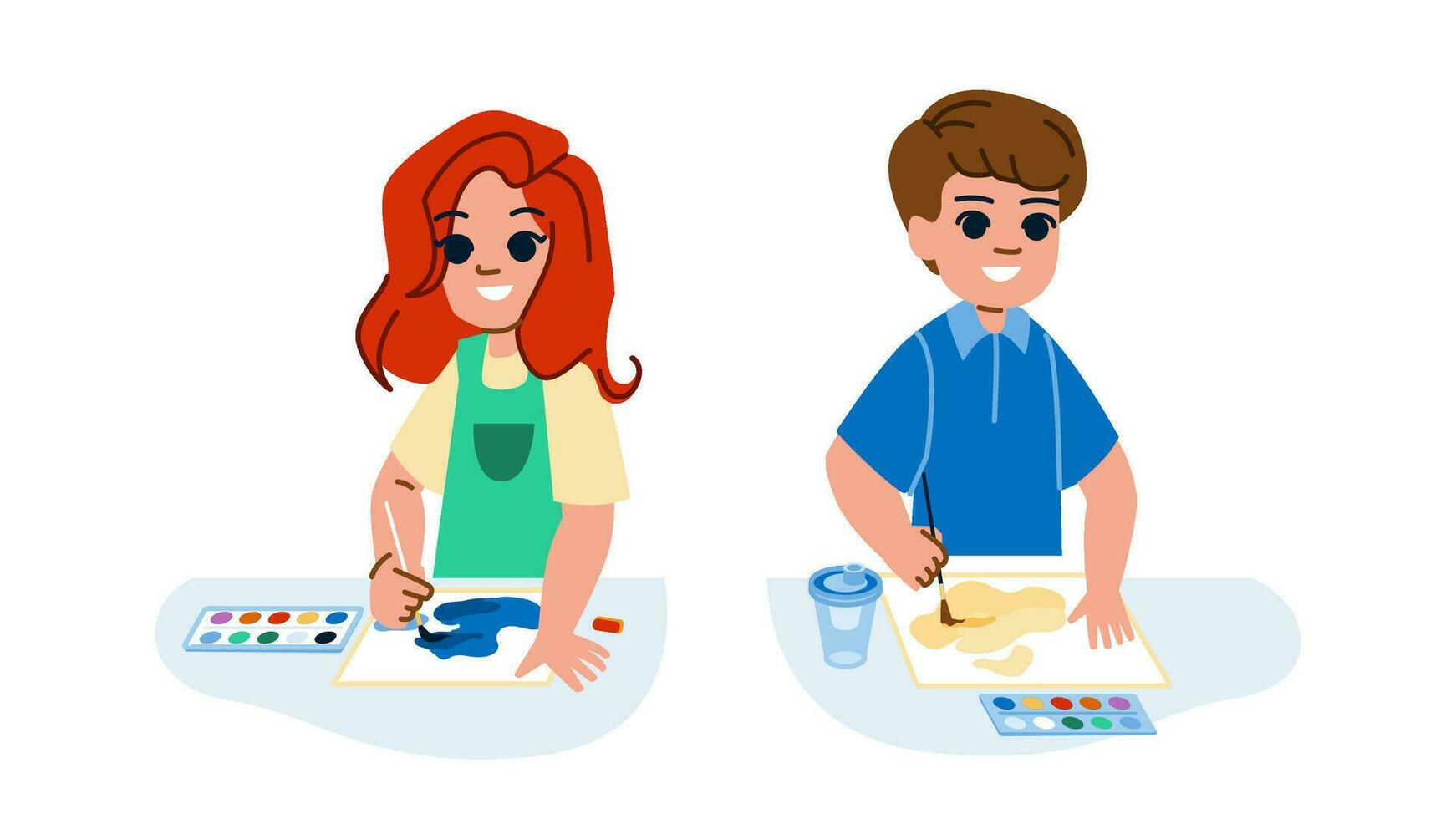 painting boy girl vector