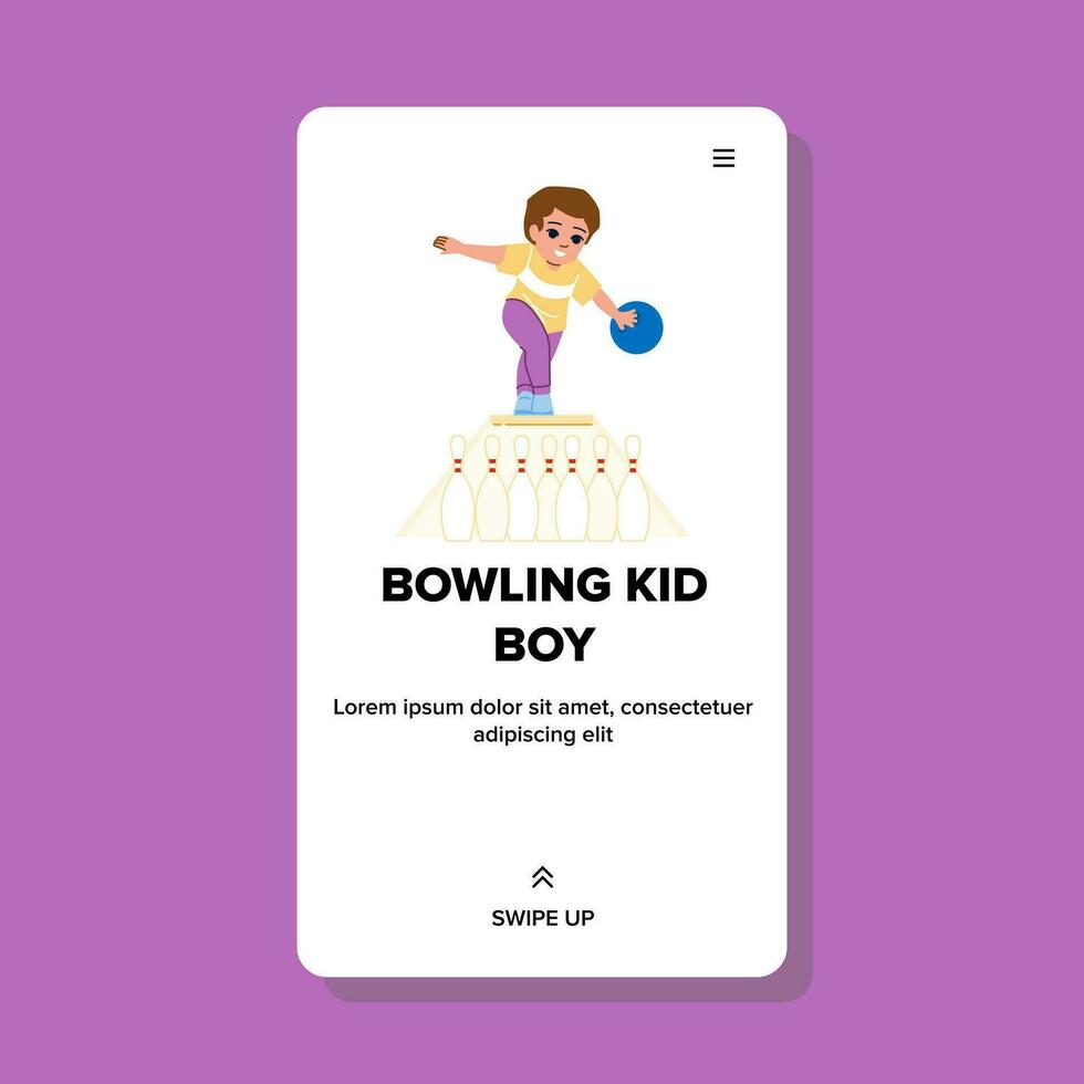 bowling kid boy vector