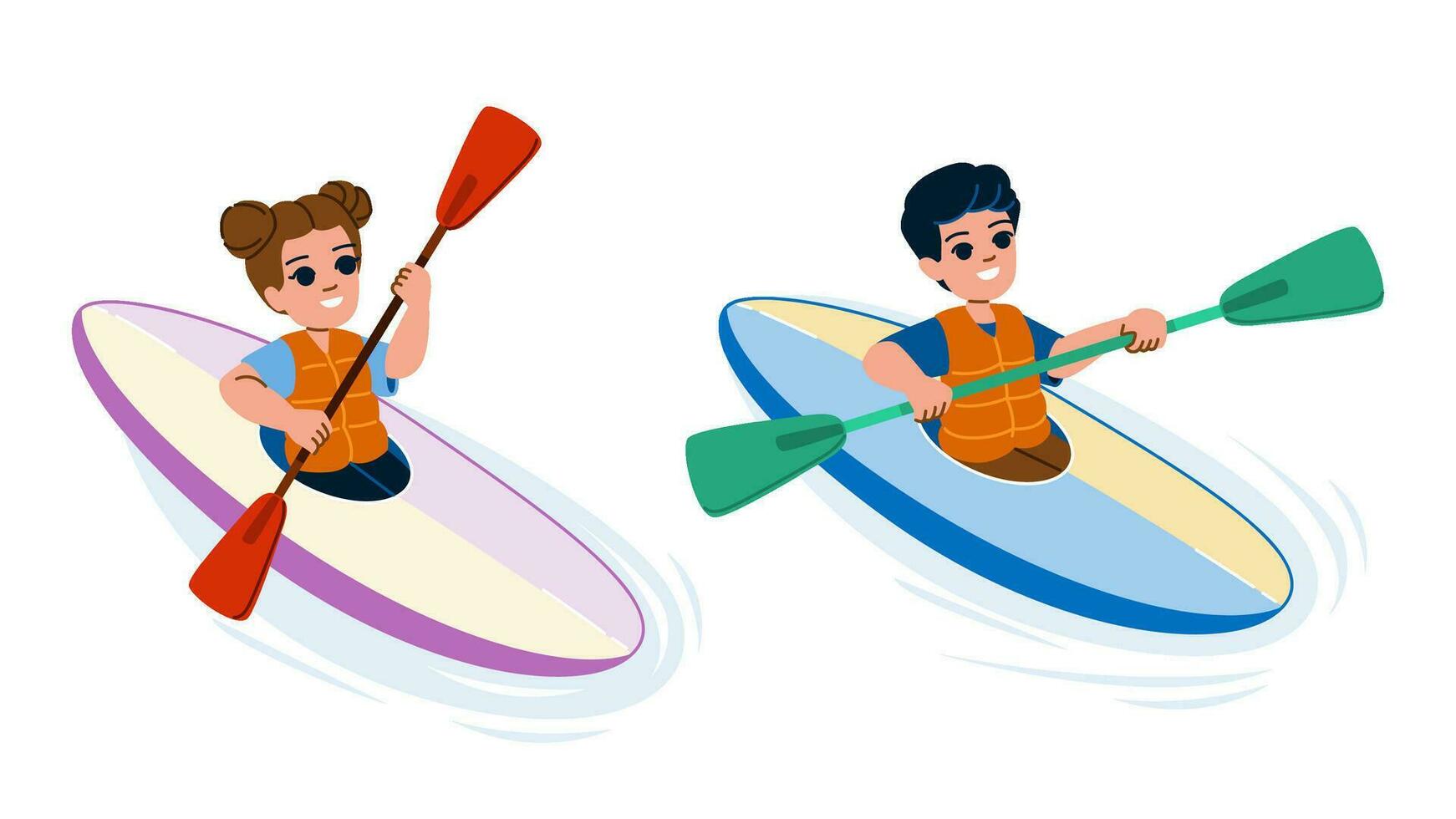 canoeing kid vector