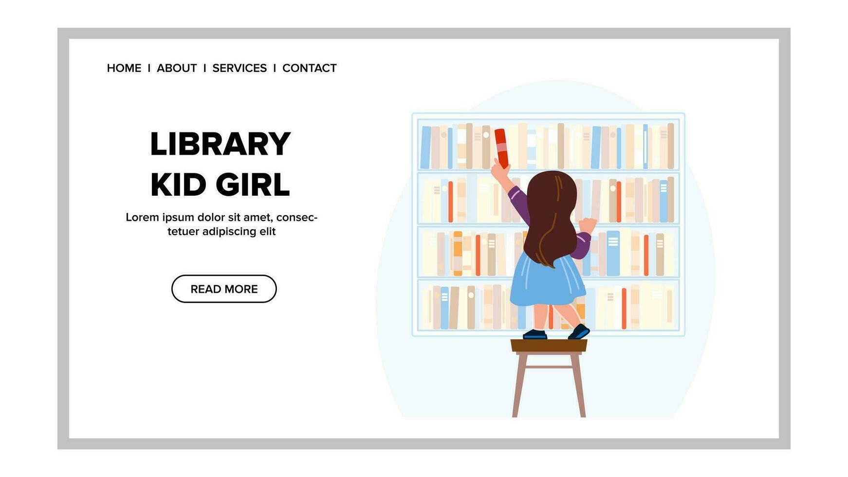 biblioteca niño niña vector