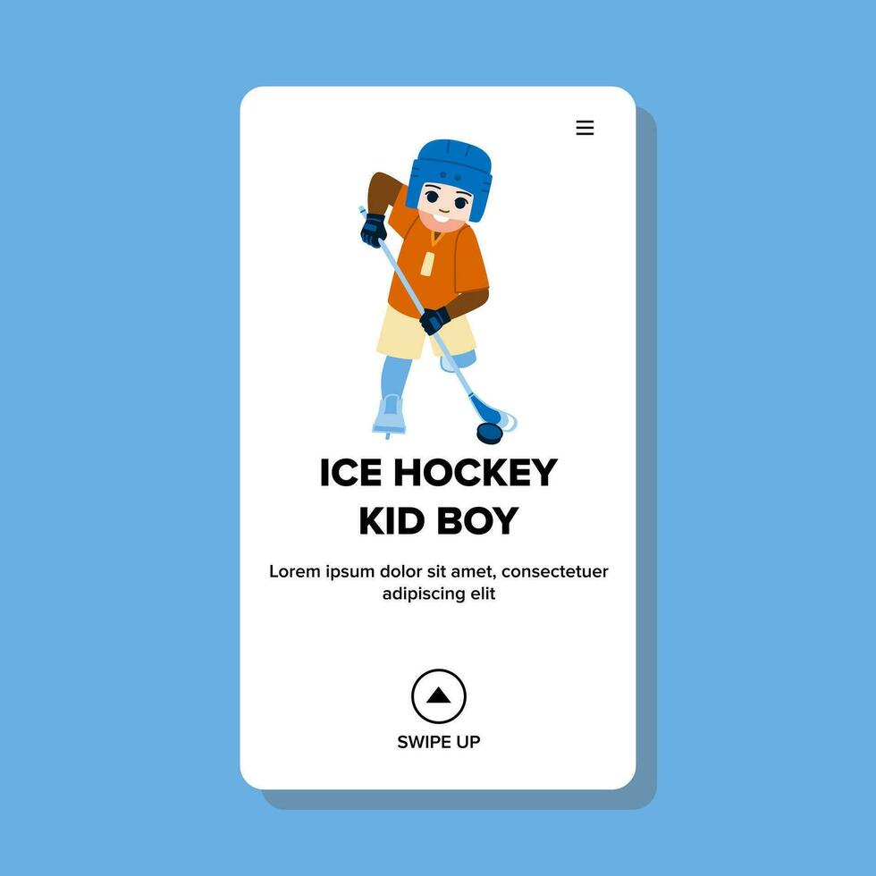 ice hockey kid boy vector