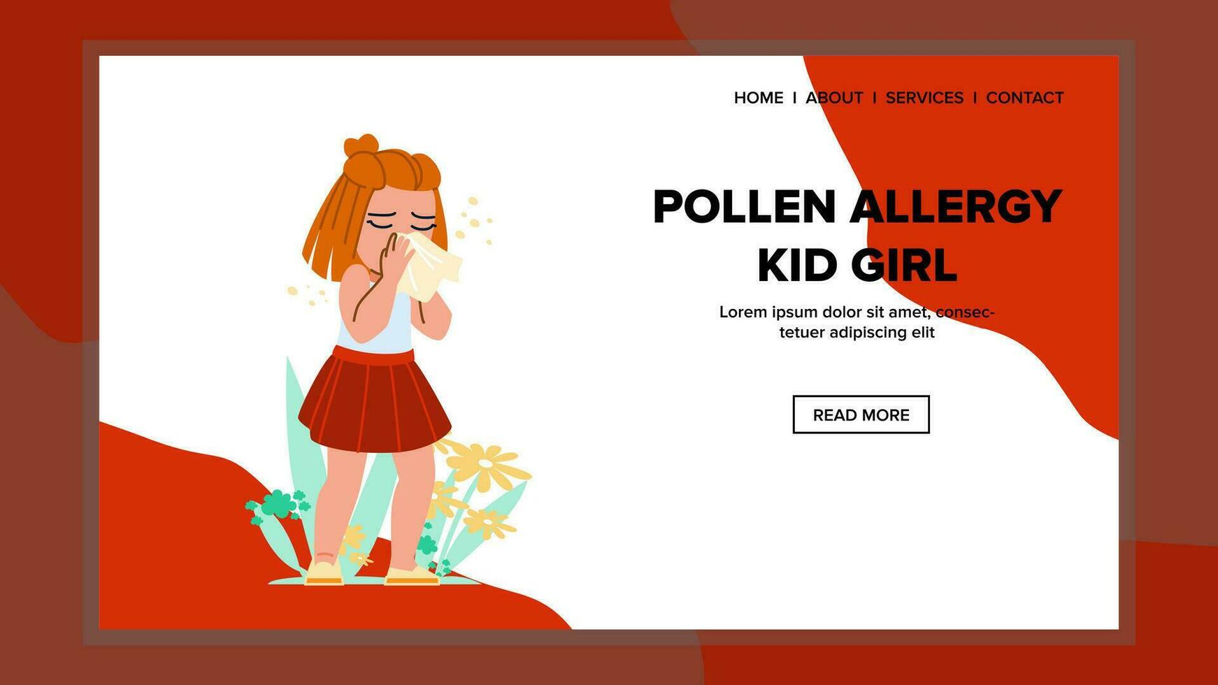 polen alergia niño niña vector