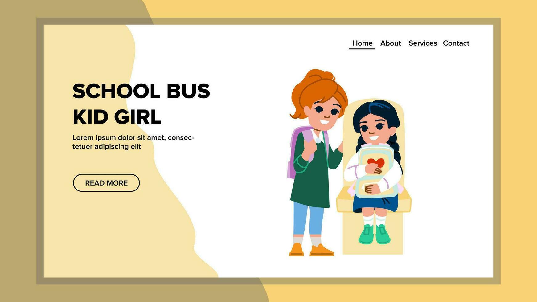 school bus kid girl vector