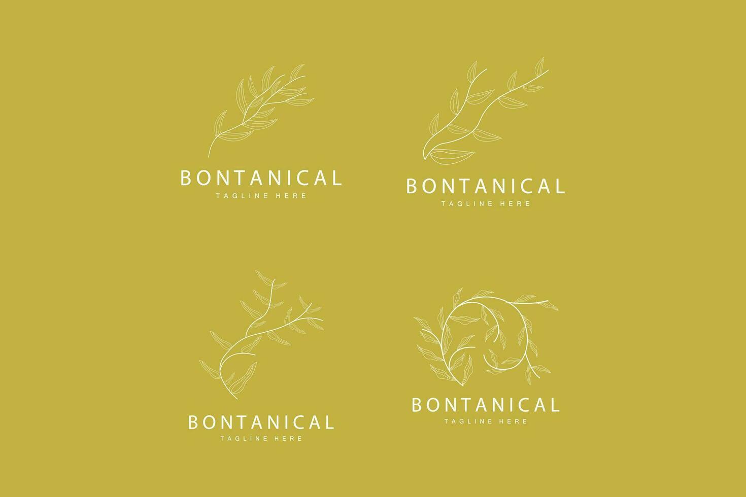botánico logo, naturaleza planta diseño, flor planta icono vector con línea modelo