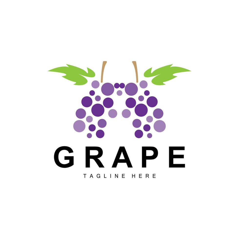 Grape Logo, Garden Vector, Fresh Purple Fruit, Wine Brand Design, Simple Illustration Template vector