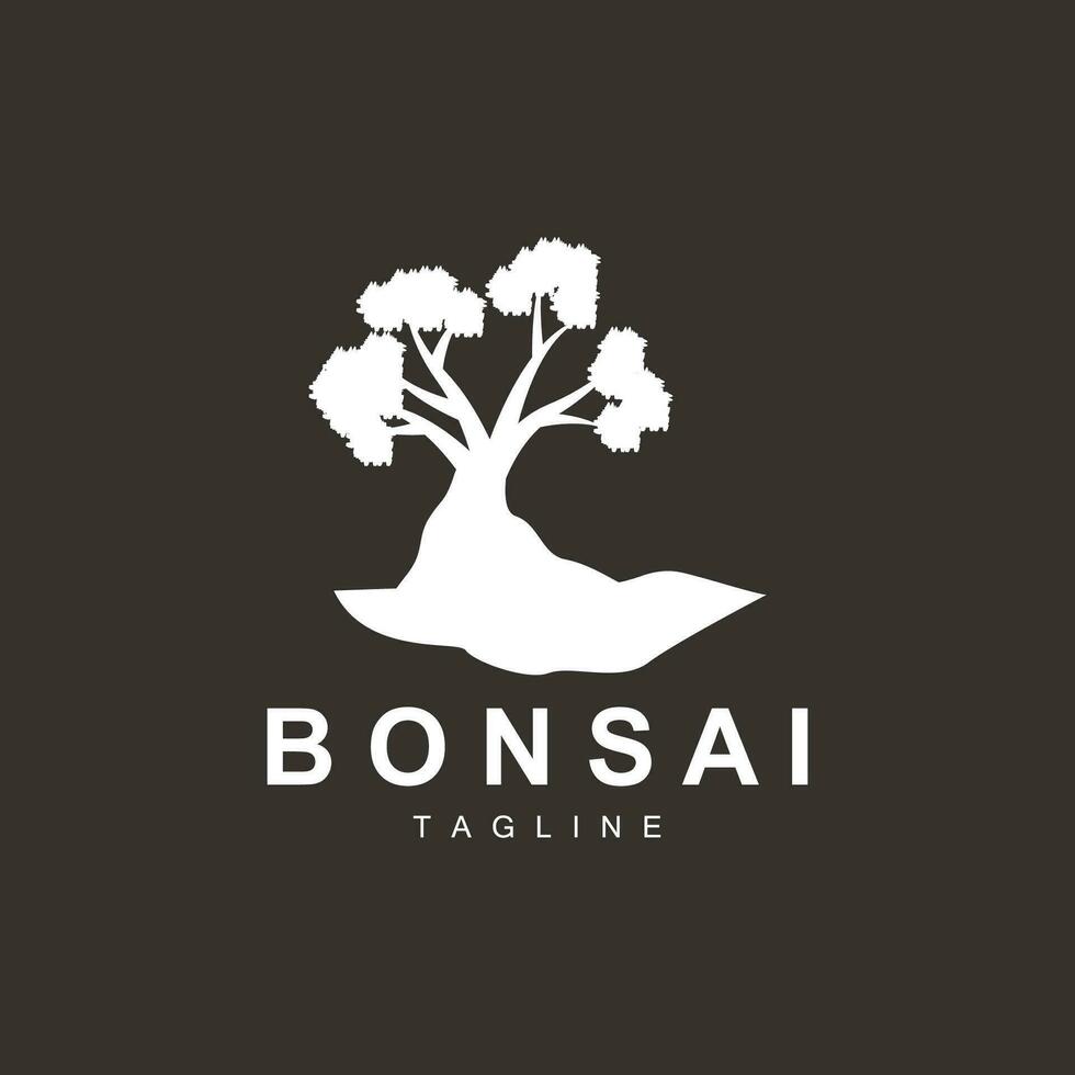 bonsai árbol logo. sencillo minimalista silueta diseño, planta vector, icono ilustración elemento vector