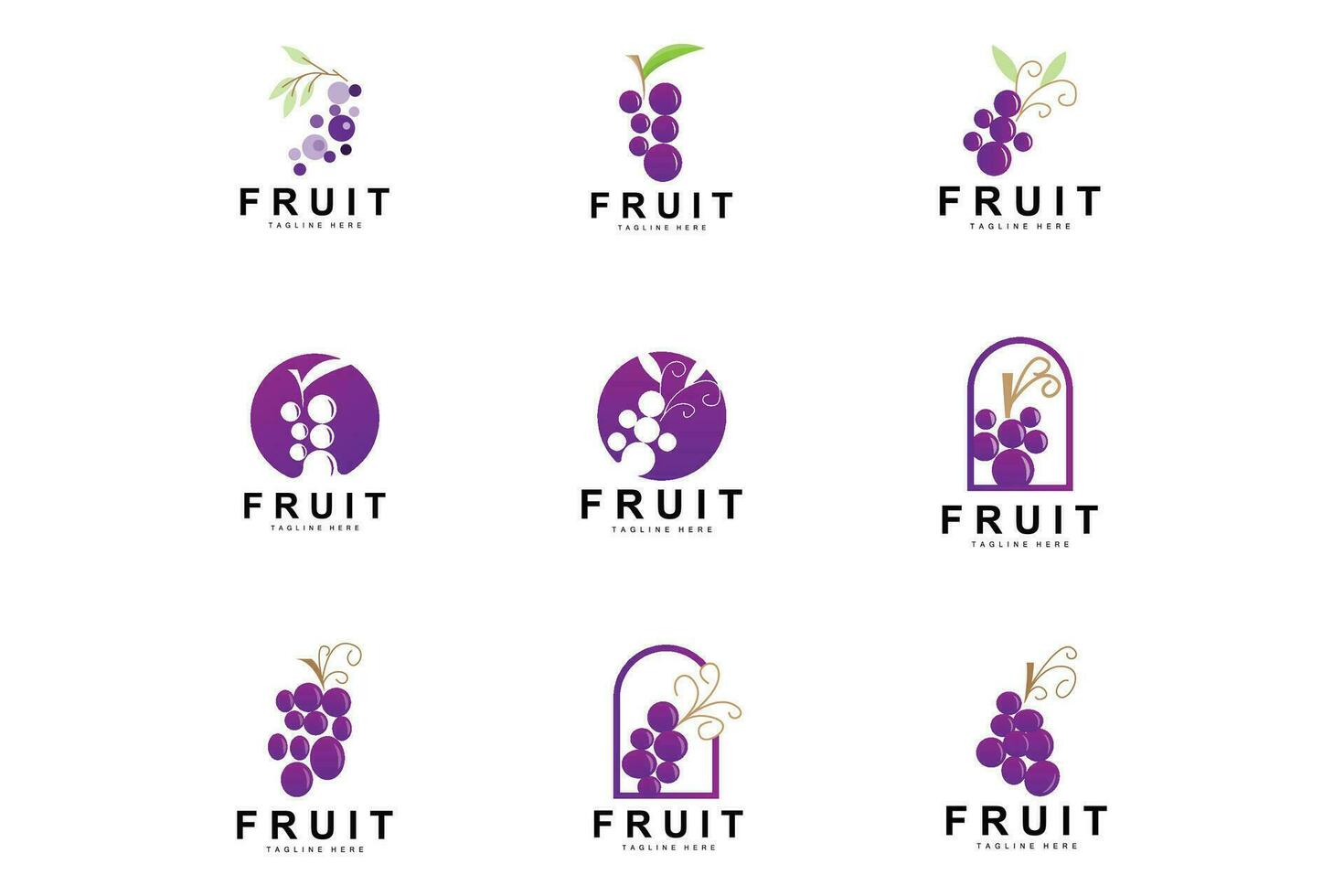 Grape Logo, Farm Fruit Vector, Fresh Purple Fruit Design, Grape Product Icon, Fruit Shop vector