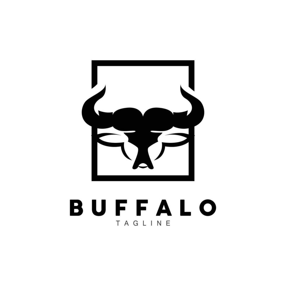 búfalo logo, ganado granja animal vector, búfalo cabeza diseño sencillo modelo silueta vector