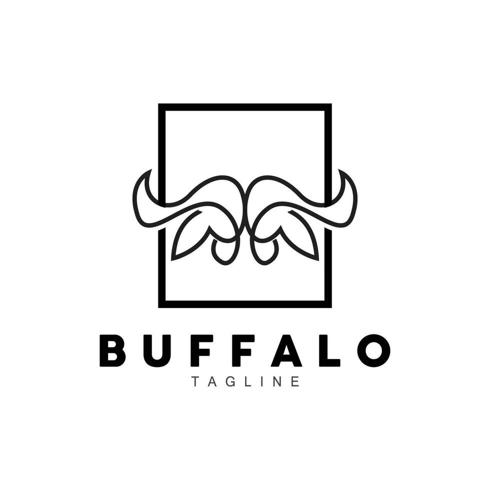 búfalo logo, ganado granja animal vector, búfalo cabeza diseño sencillo modelo silueta vector