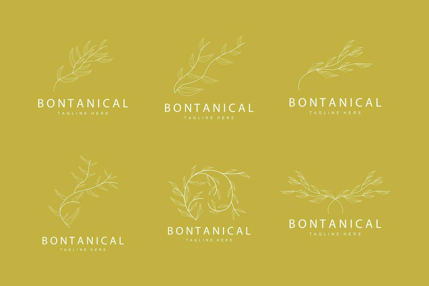 botánico logo, naturaleza planta diseño, flor planta icono vector con línea modelo