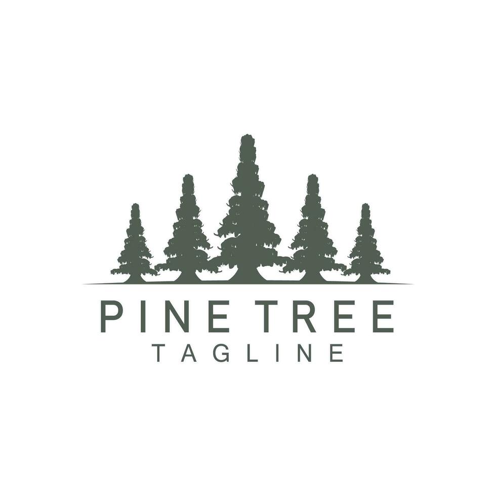 Pine Tree Logo, Green Plant Vector, Tree Silhouette Design, Icon, Illustration, Template vector