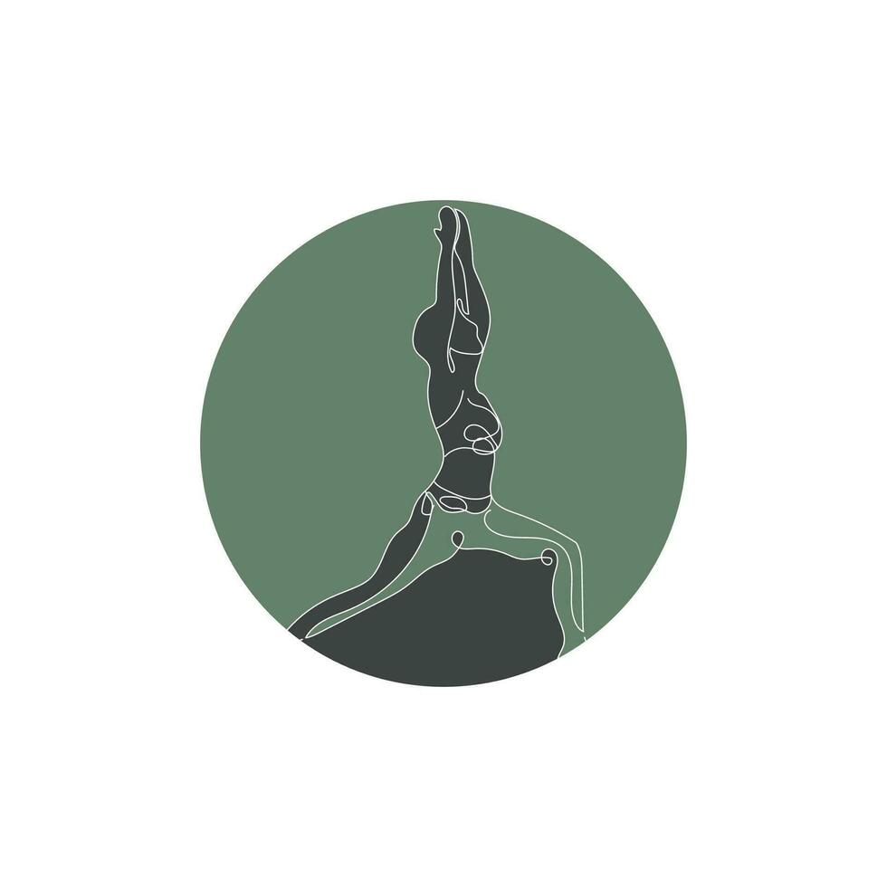 pilates sentado pose logo icono símbolo un ejercicio de yoga calmante que mueve todo el cuerpo vector