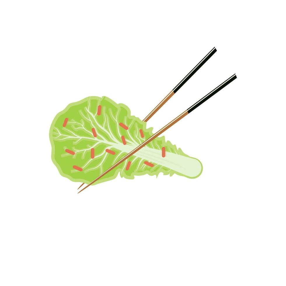 diseño del logotipo de kimchi, vector de comida tradicional coreana, ilustración del logotipo de verduras verdes de repollo, icono de la marca de la empresa
