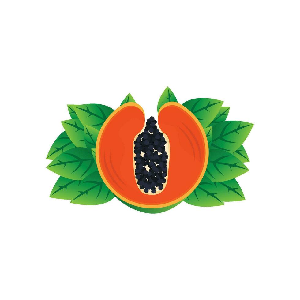 Papaya Logo Design, Vitamin Fruit Vector, Fruit Product Brand Illustration Icon vector