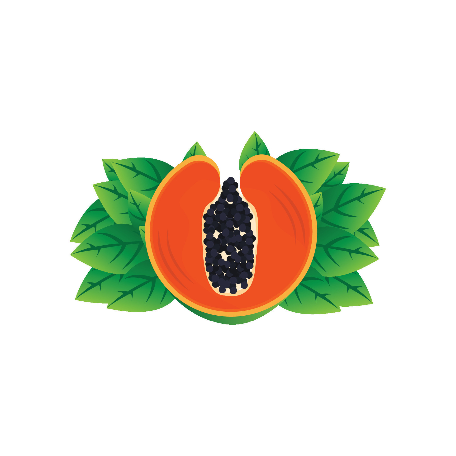 Papaya Logo Design, Vitamin Fruit Vector, Fruit Product Brand