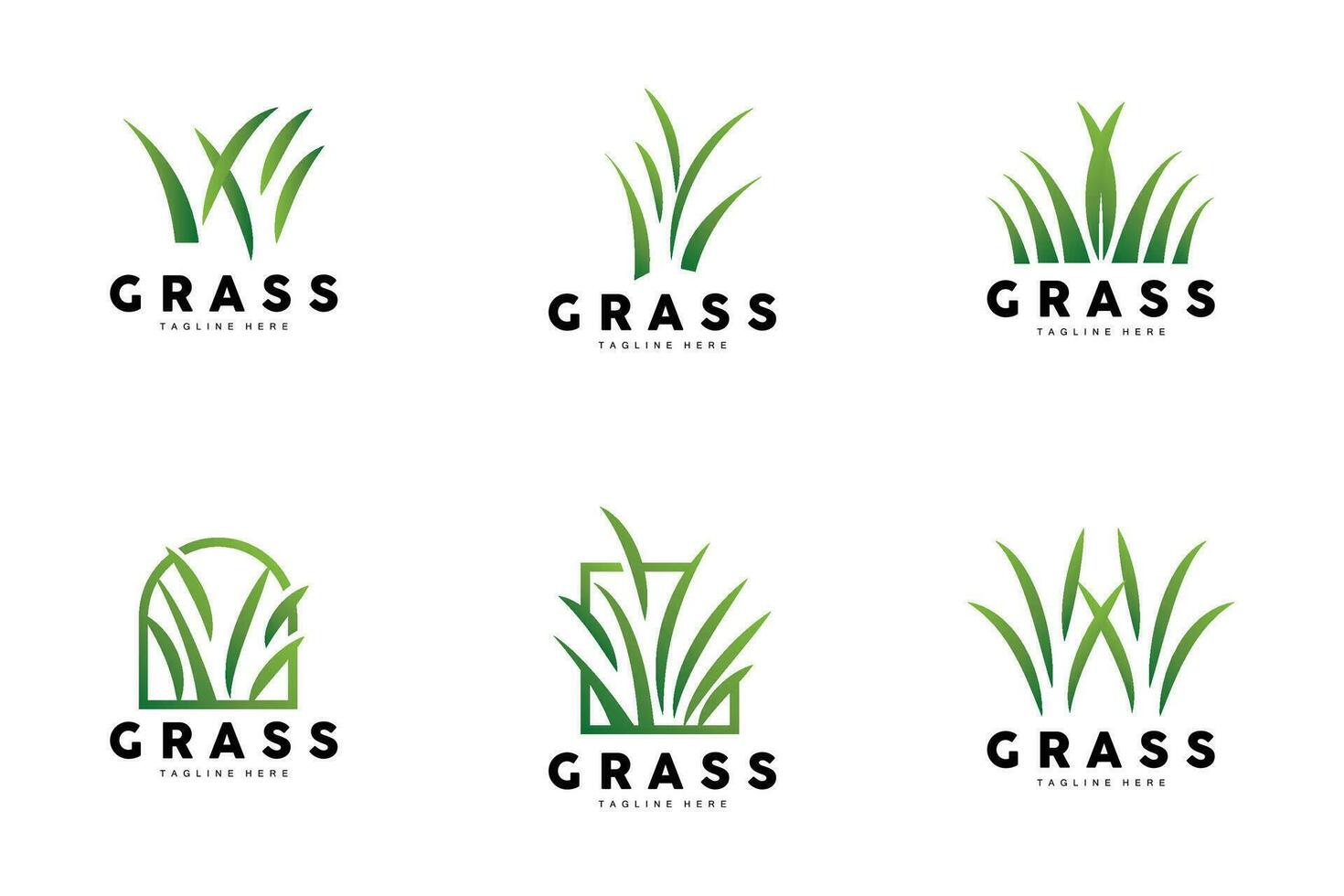 Green Grass Logo Design, Farm Landscape Illustration, Natural Scenery Vector