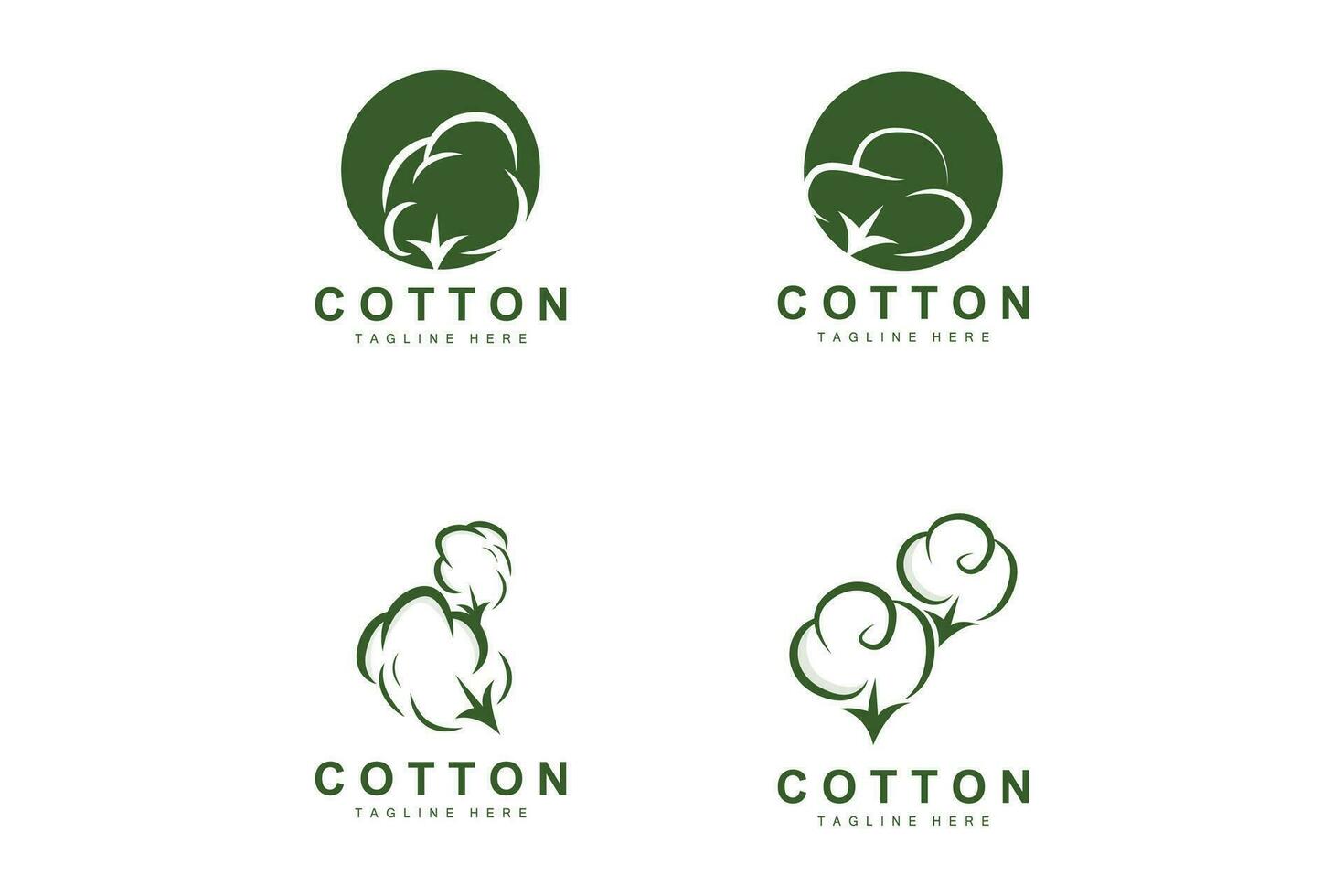 Cotton Logo, Soft Cotton Flower Design Vector Natural Organic Plants Apparel Materials And Beauty Textiles