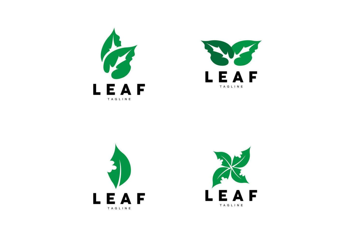 Green Leaf Logo, Ecology Natural Plant Vector, Nature Design, Illustration Template Icon vector