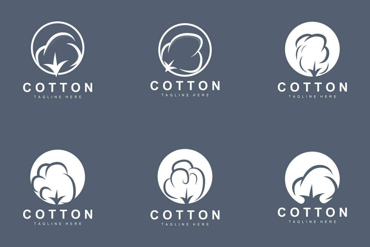 Cotton Logo, Soft Cotton Flower Design Vector Natural Organic Plants Apparel Materials And Beauty Textiles
