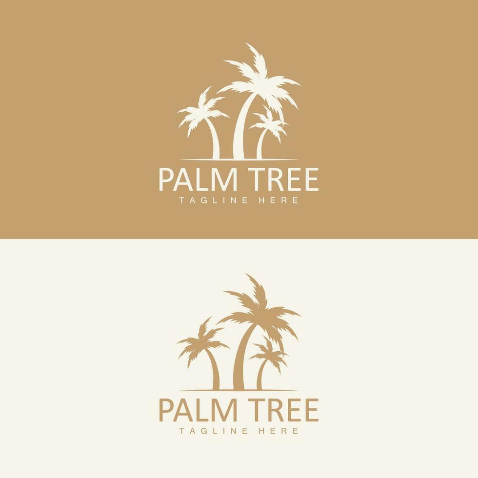 Coconut Tree Logo, Palm Tree Sunset Beach Vector, Elegant Minimalist Simple Design, Symbol Template Icon vector