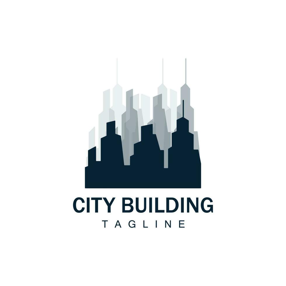 Skyline Logo, Simple Modern Design of Skyscrapers, Vector Cityscape Buildings, Icon Silhouette Illustration